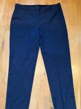 Theory Treeca Full Length Traceable Wool Navy Blue Slim Tapered Pants 10